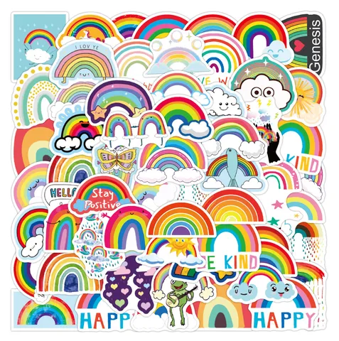 Ins Frisch Regenbogen Wolke Wasserdicht PVC Graffiti Aufkleber Süße Cartoon Decals Für Gepäck Gitarre Laptop Journal