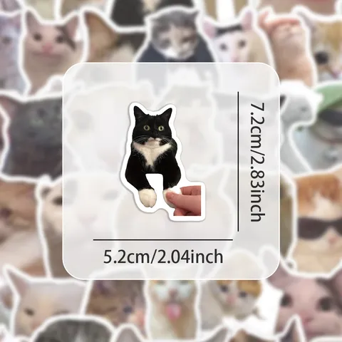 Funny Cat Meme Waterproof Stickers Cute Cartoon Graffiti Decals For Laptop Phone Case Luggage Water Bottle
