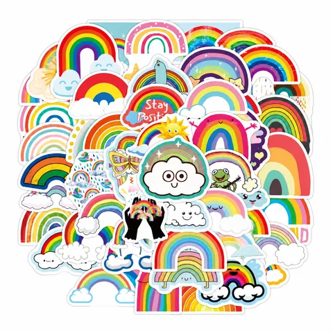 Ins Frisch Regenbogen Wolke Wasserdicht PVC Graffiti Aufkleber Süße Cartoon Decals Für Gepäck Gitarre Laptop Journal