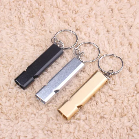 Portable Dual Tube Aluminum Alloy Survival Whistle High Frequency Emergency Whistle For Outdoor Sports Camping Hiking