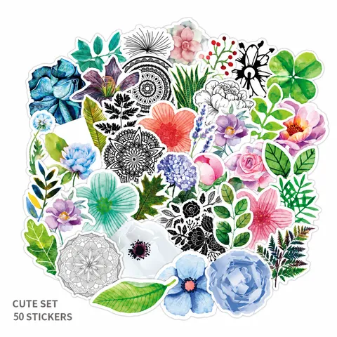 Wasserdichte Botanische Blumen Aufkleber Pflanzen Floral Abziehbilder Für Gepäck Laptop Skateboard Wasserflasche Ästhetische Dekoration