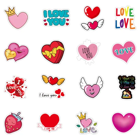 Pegatinas de Graffiti de Corazón de Amor de San Valentín Letras Inglés Artísticas Cuaderno Teléfono Calcomanías Decorativas Impermeables