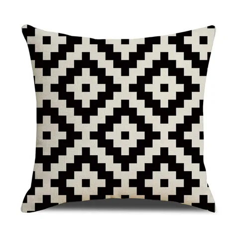 Modern Minimalist Geometric Print Linen Pillow Cover Black White Abstract Cushion Cover For Living Room Home Decor