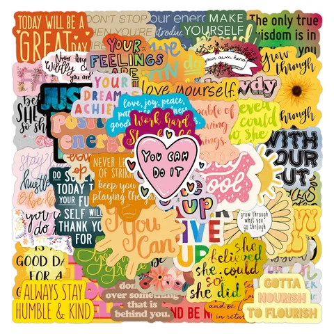 Wasserdichte PVC Englische Motivationszitate Graffiti Aufkleber Set Für Gepäck Skateboard Laptop Wasserflasche