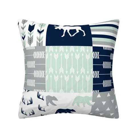 Christmas Plaid Stripes Pillow Cover European Style Decorative Cushion Cover Short Plush Sofa Pillow Case Home Decor