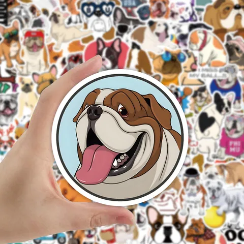 Wasserdichte PVC Bulldogge Graffiti Aufkleber Cartoon Hunde Abziehbilder Für Koffer Gitarre Laptop Motorrad
