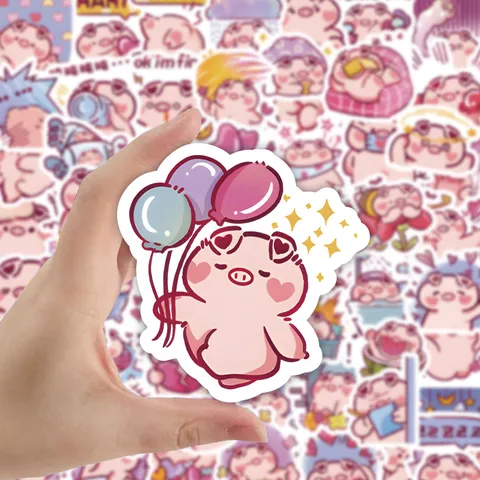 Adesivi Impermeabili Maialino Rosa Carino Decalcomanie Cartone Animato Per Scrapbook Cancelleria