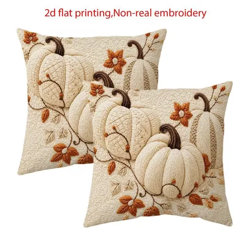 Fall Thanksgiving Pumpkin Maple Leaf Printed Cushion Cover Retro Nordic Decorative Pillowcase For Sofa Home Decor