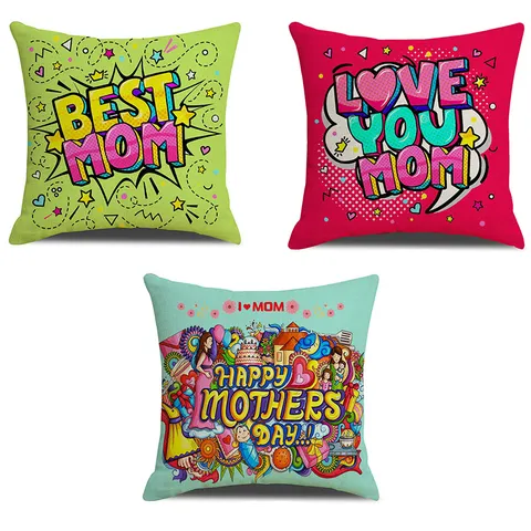 Mother's Day Linen Pillow Case Decorative Square Cushion Cover Best Mom Letter Printed Pillowcase For Living Room Sofa