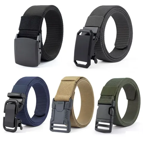 Unisex Tactical Canvas Belt Military Training Cargo Pants Casual Outdoor Webbing Belt Plastic Alloy Buckle