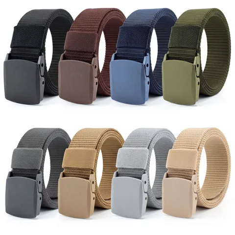 Unisex Tactical Canvas Belt Military Training Cargo Pants Casual Outdoor Webbing Belt Plastic Alloy Buckle