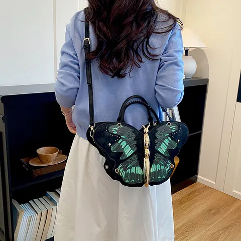 Fashion PU Leather Butterfly Shape Crossbody Bag Unique Niche Design Handbag Casual Street Style Women Shoulder Bag