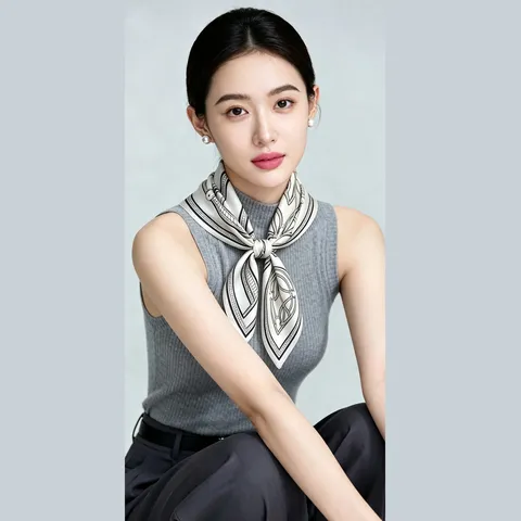 Pure Silk Scarf Women Square Scarf Fashion Printed Neck Scarf Elegant Vintage Head Scarf For Daily Commuting