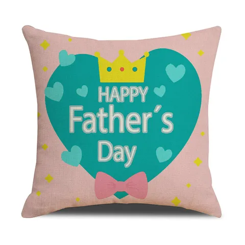 Father's Day Linen Pillow Case Creative Cartoon Letter Printed Cushion Cover Without Core Home Sofa Decor