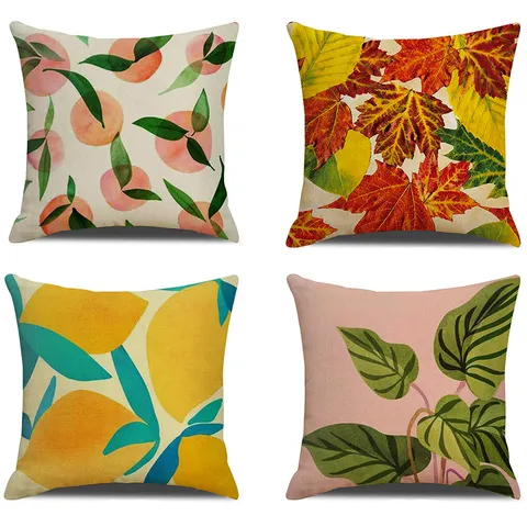 Moderno Minimalista Fruta Botánica Estampado Lino Funda de Cojín Decorativo Cuadrado Funda de Almohada Para Hogar Dormitorio Sofá