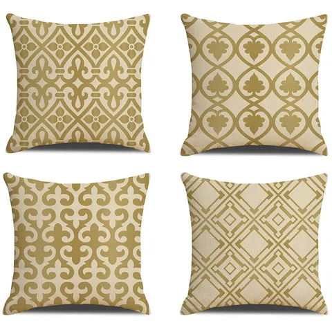 Modern Minimalistischer Leinen Kissenbezug Vintage Geometrisches Blumenmuster Dekorativer Sofa Kissenbezug Ohne Füllung