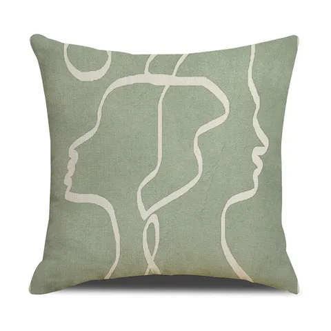 Modern Minimalist Linen Pillow Cover Floral Line Printed Geometric Pattern Decorative Square Throw Pillowcase