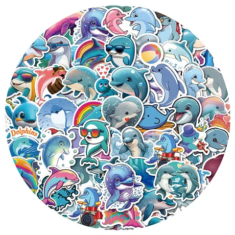 Süße Cartoon Delfin Wasserdichte Vinyl Aufkleber Abziehbilder Für Wasserflasche Laptop Gepäck Skateboard Schreibwaren