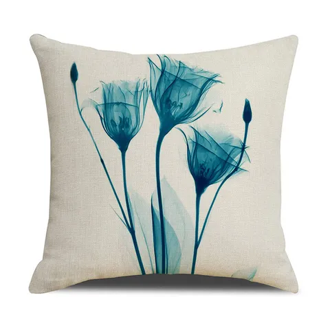 Modern Minimalist Linen Throw Pillow Cover Botanical Floral Printed Decorative Cushion Cover For Sofa