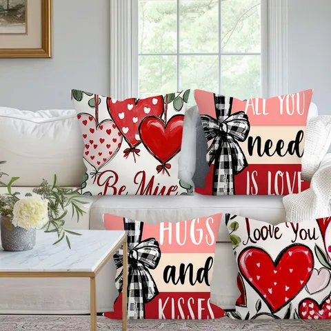 Federa Stampata a Cuore di San Valentino Fodera per Cuscino in Velluto di Pelle di Pesca Fodera per Cuscino Quadrata per Divano Decorazione Camera da Letto