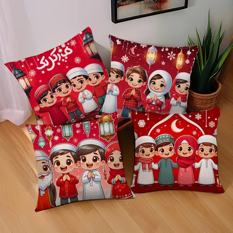 Cartoon Character Printed Throw Pillow Cover Peach Skin Decorative Cushion For Sofa Bedroom Living Room Home Decor