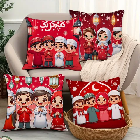 Cartoon Character Printed Throw Pillow Cover Peach Skin Decorative Cushion For Sofa Bedroom Living Room Home Decor