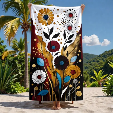 Quick Drying Microfiber Beach Towel Mandala Floral Printed Bath Towel Lightweight Absorbent Swim Towel For Seaside Vacation