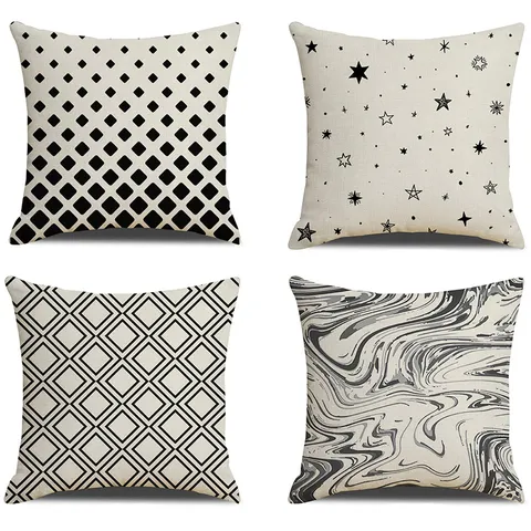 Modern Minimalist Geometric Linen Throw Pillow Cover Abstract Line Dot Printed Decorative Cushion Cover For Living Room Sofa Home Decor