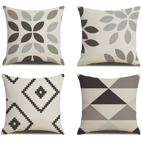 Modern Minimalist Linen Pillow Cover Geometric Grid Throw Pillow Case Decorative Cushion Cover For Sofa Living Room Home Decor