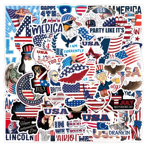 Amerikanischer Unabhängigkeitstag Wasserdichte Aufkleber Vinyl Aufkleber Für Wasserflasche Gepäck Skateboard Laptop Dekoration