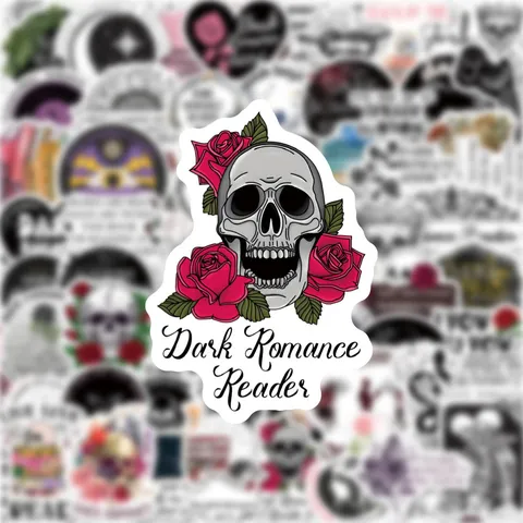 Dark Romance Reader Waterproof Stickers Gothic Aesthetic Skulls Roses Bookish Decals For Guitar Laptop Luggage Decor