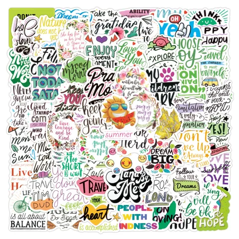 Wasserdichte Inspirierende Zitate Aufkleber Vinyl Graffiti Abziehbilder Für Laptop Koffer Auto Kühlschrank Notizbuch Dekor