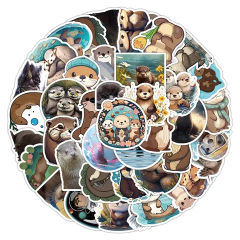 Niedliche Otter Cartoon Wasserdichte Aufkleber DIY Abziehbilder Für Handy Laptop Tagebuch Dekorative Vinyl Wasserdichte Aufkleber