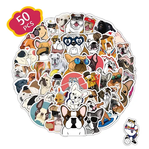 Niedliche Cartoon Französische Bulldogge Wasserdichte Aufkleber Abziehbilder Für Wasserflasche Koffer Skateboard Laptop Notizbuch Tagebuch Dekoration