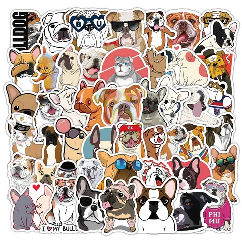 Niedliche Cartoon Französische Bulldogge Wasserdichte Aufkleber Abziehbilder Für Wasserflasche Koffer Skateboard Laptop Notizbuch Tagebuch Dekoration