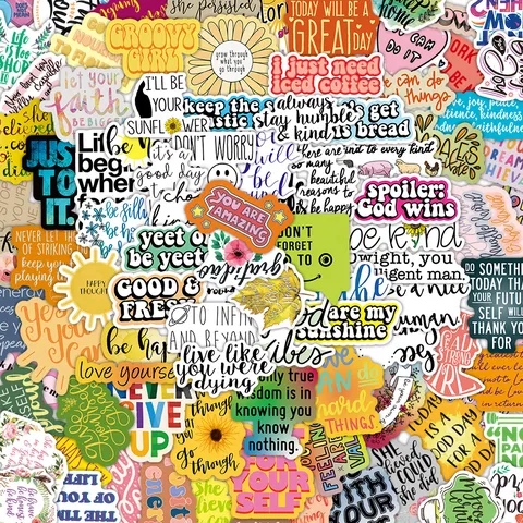 Inspirierende Literarische Wasserdichte Aufkleber Motivierende Zitate Decals Für Wasserflasche Gitarre Laptop Koffer Ästhetisches Vinyl