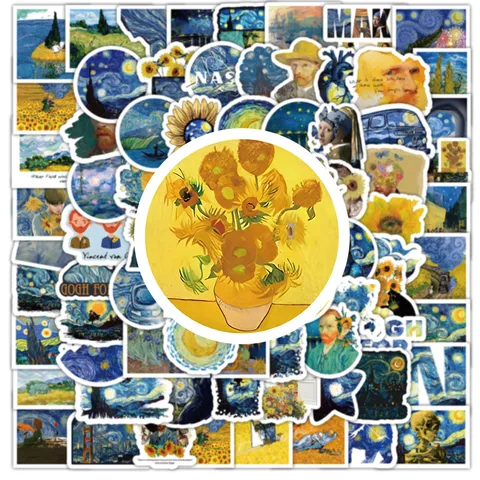 Van Gogh Ölgemälde Stil Wasserdicht PVC Aufkleber Set Süße Kunst Graffiti Aufkleber Für Gepäck Skateboard Laptop Briefpapier Dekoration