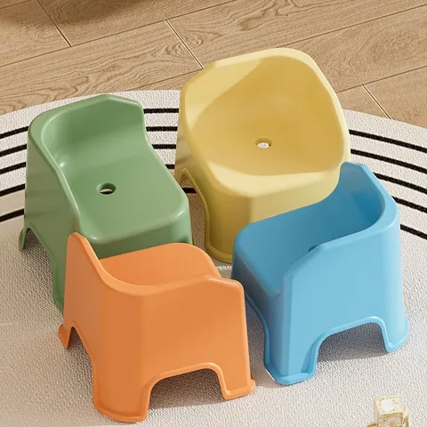 Children Plastic Stool Backrest Cute Baby Chair Non-Slip Thickened Kids Small Stool Home Bathroom Shoe Changing Stool Furniture