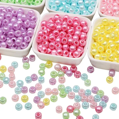 Acrylic Beads Four Hole Loose Beads Pearled Solid Color DIY Jewelry Accessories For Phone Chain Bracelet And Necklace