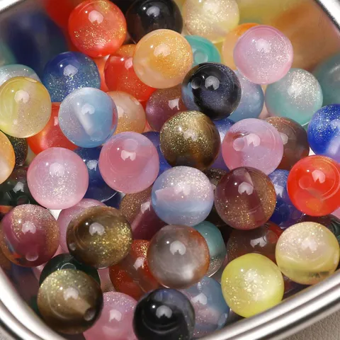 Colorful Starry Sky Resin Beads Fine Glitter Gradient Round Beads DIY Handmade Jewelry Making Accessories Craft Supplies