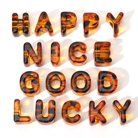 Acrylic Leopard Print Amber Letter Beads DIY Loose Beads For Phone Charm Bag Pendant Jewelry Making Accessories