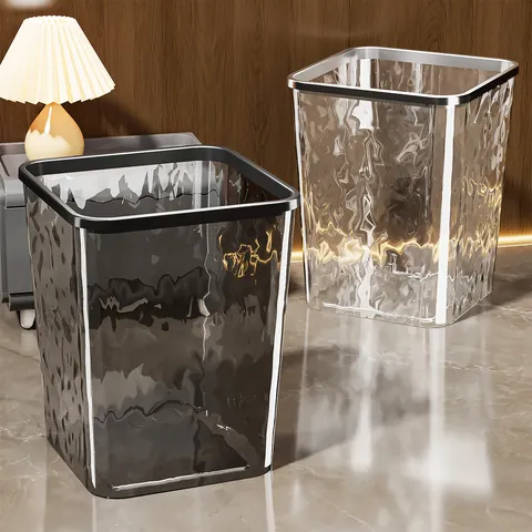 Transparent Plastic Trash Can And Waste Basket For Living Room Bathroom Kitchen Bedroom Home
