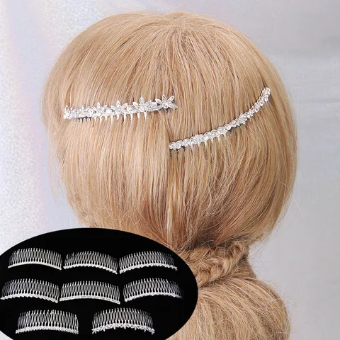 Peigne à Cheveux de Mariée en Strass Alliage Plaqué Argent Pince à Cheveux Cristal Géométrique Accessoires de Cheveux de Mariage pour Femmes