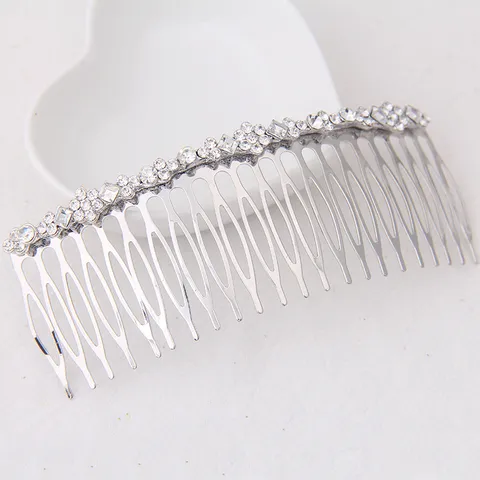Peigne à Cheveux de Mariée en Strass Alliage Plaqué Argent Pince à Cheveux Cristal Géométrique Accessoires de Cheveux de Mariage pour Femmes