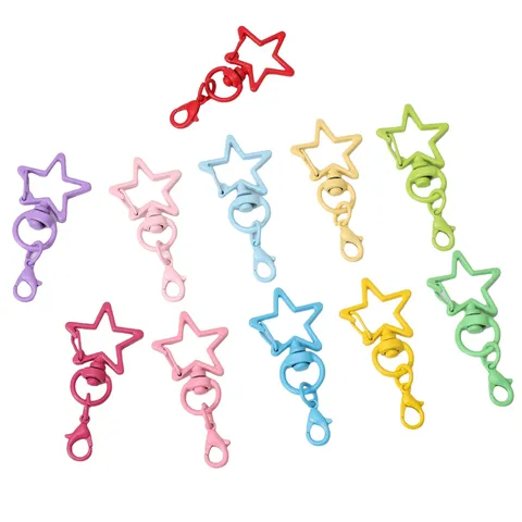 Colorful Five Pointed Star Lobster Clasp Keychain Metal Bag Charm DIY Jewelry Accessories Pendant