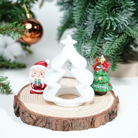 Weihnachten LED Kerzenlicht 3D Hohler Weihnachtsbaum Leuchtendes Ornament Festliche Party Desktop Dekoration Harz Nachtlicht
