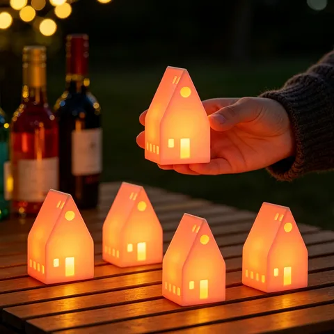 Kerst Keramiek Huis LED Warm Licht Kandelaar Wit Tafelornamenten Feestelijk Huisdecoratie
