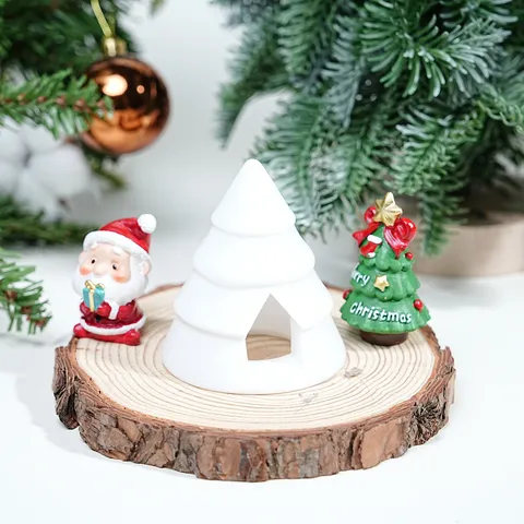 Árbol de Navidad LED Luz de Vela Resina Luminoso Adorno Fiesta Festiva Desktop Decoración Hogar