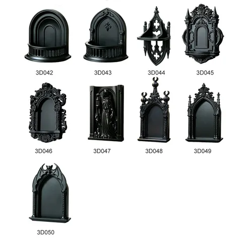 Gothic Style Black Wall Shelf 3D Resin Architectural Arch Wall Hanging Decor Dark Aesthetic Home Party Ornaments