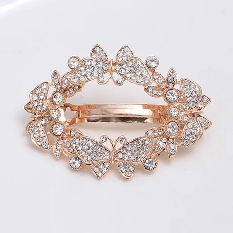 Style Coréen Strass Creux Ovale Pince à Cheveux Camélia Floral Pince à Ressort Accessoires de Cheveux en Métal Pour Femmes